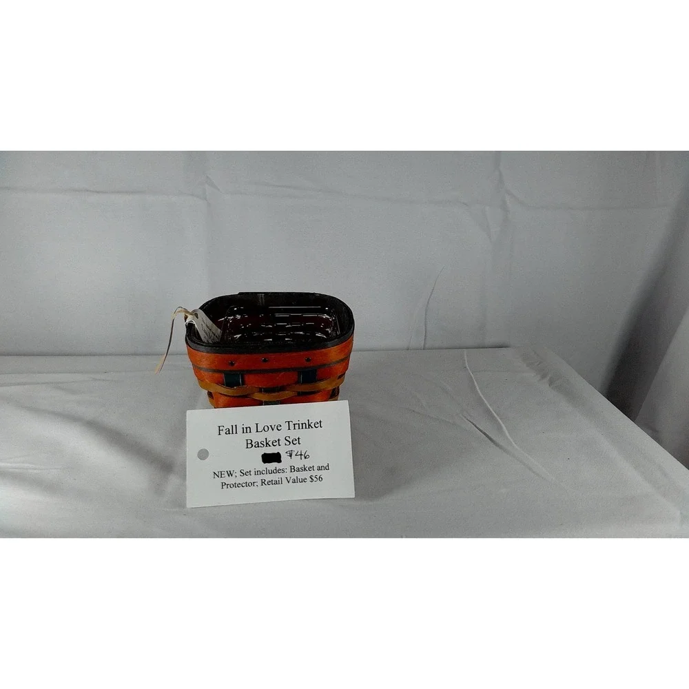Longaberger Fall in Love Trinket Basket Set‎ 2016 Handmade Woven with Protector